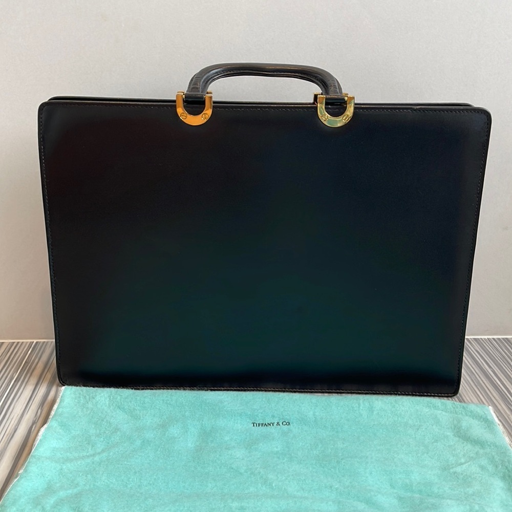 Authentic Tiffany Black Leather Briefcase